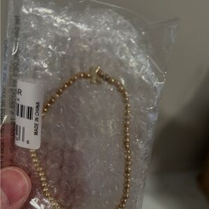 Bauble Bar Gold Beaded Bracelet with “K” initial